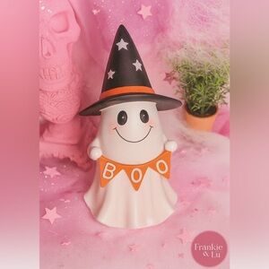 Pink BOO Halloween Ghost Witch Figurine Tabletop Decor NWT